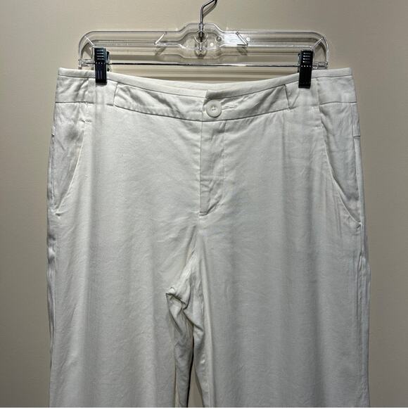 CAbi Off-White Linen Blend Wide Leg Mid-Rise Pants Slacks Trousers Size 10 - Picture 3 of 12
